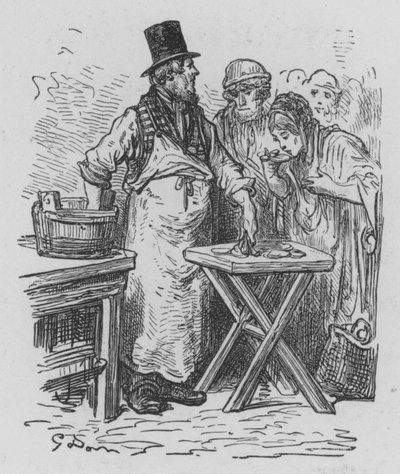 Venditore di ostriche da Gustave after Dore
